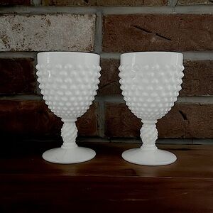 Fenton Hobnail Milk Glass Gobletss